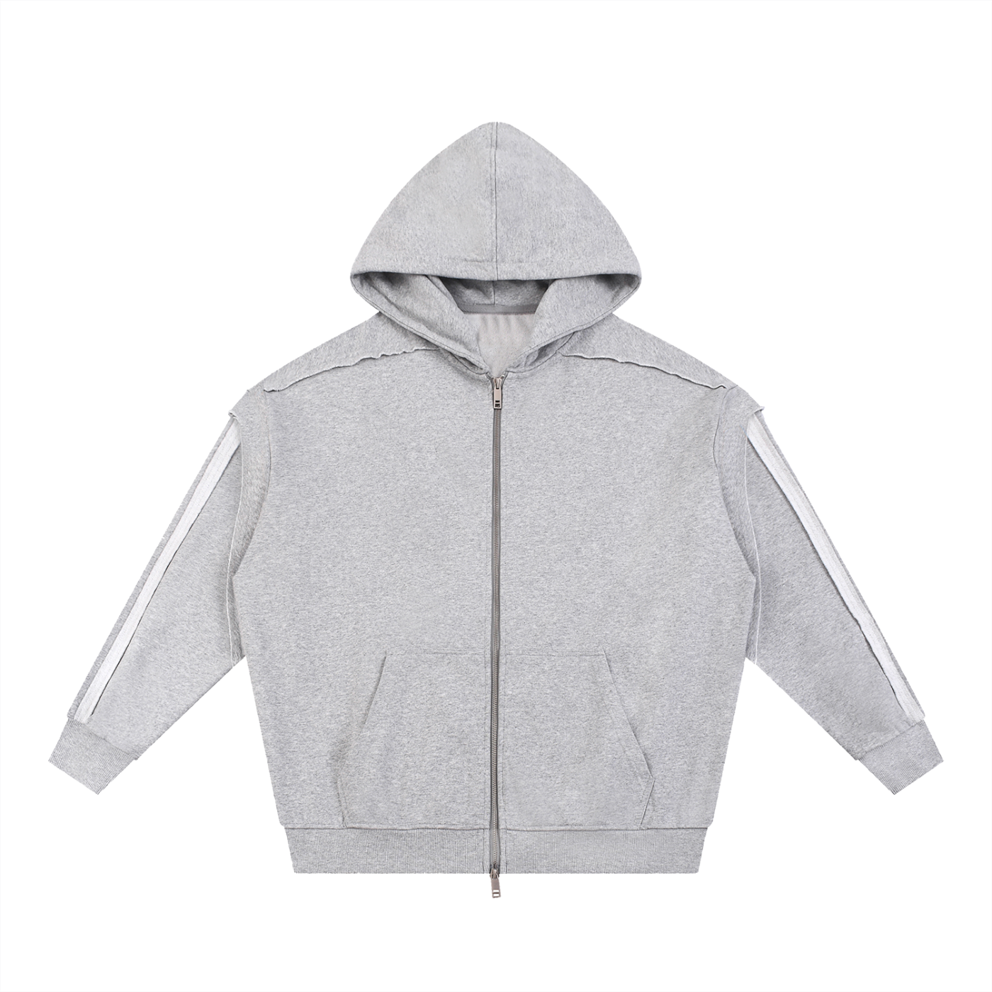 Smoking Kills Contrast Tape Raw Edge Double Layered Zip Hoodie