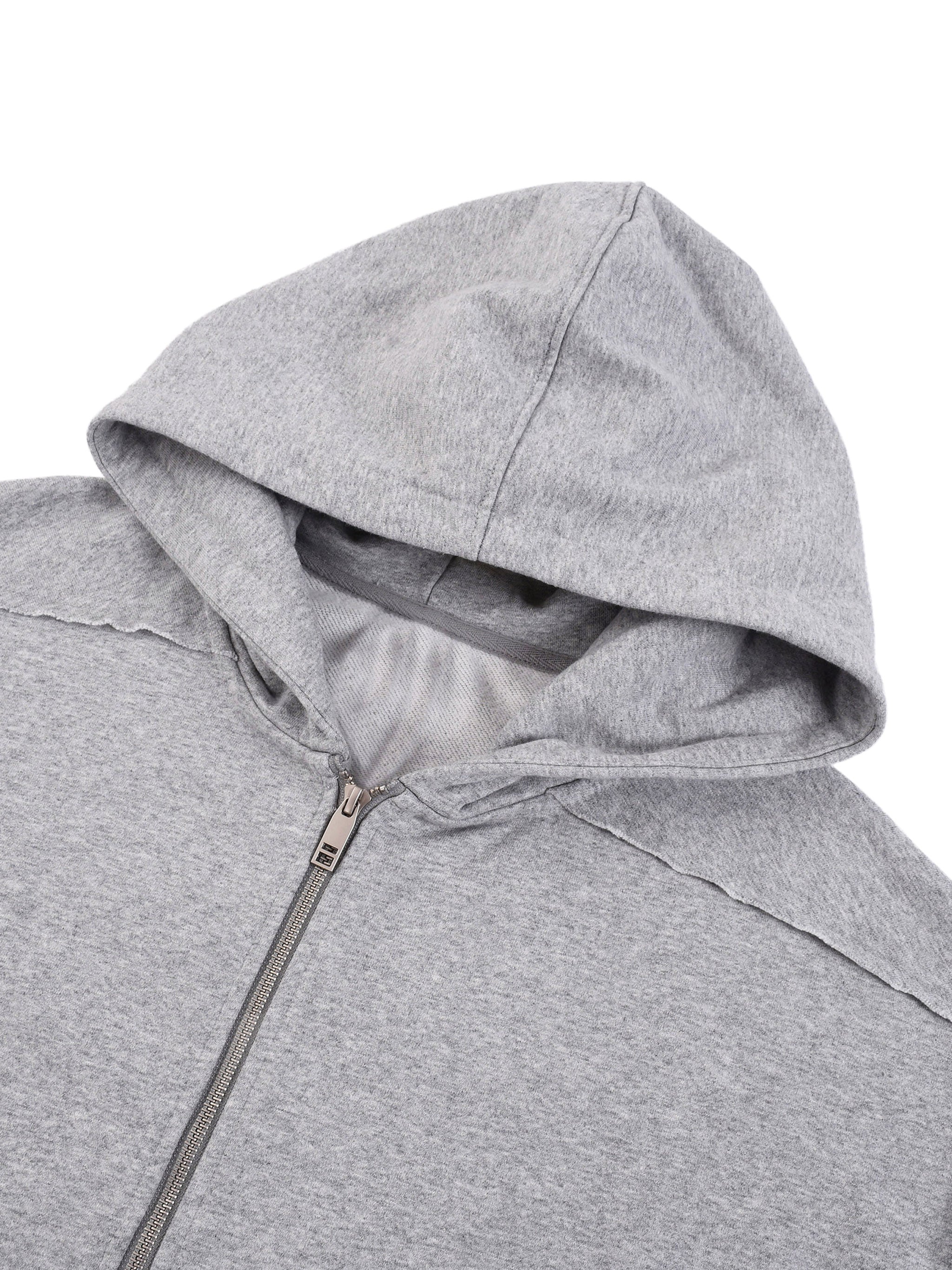 Smoking Kills Contrast Tape Raw Edge Double Layered Zip Hoodie